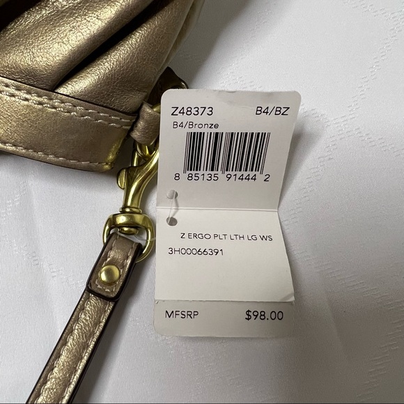 Coach Ergo Leather pleated large wristlet bronze contemporary - Picture 9 of 9